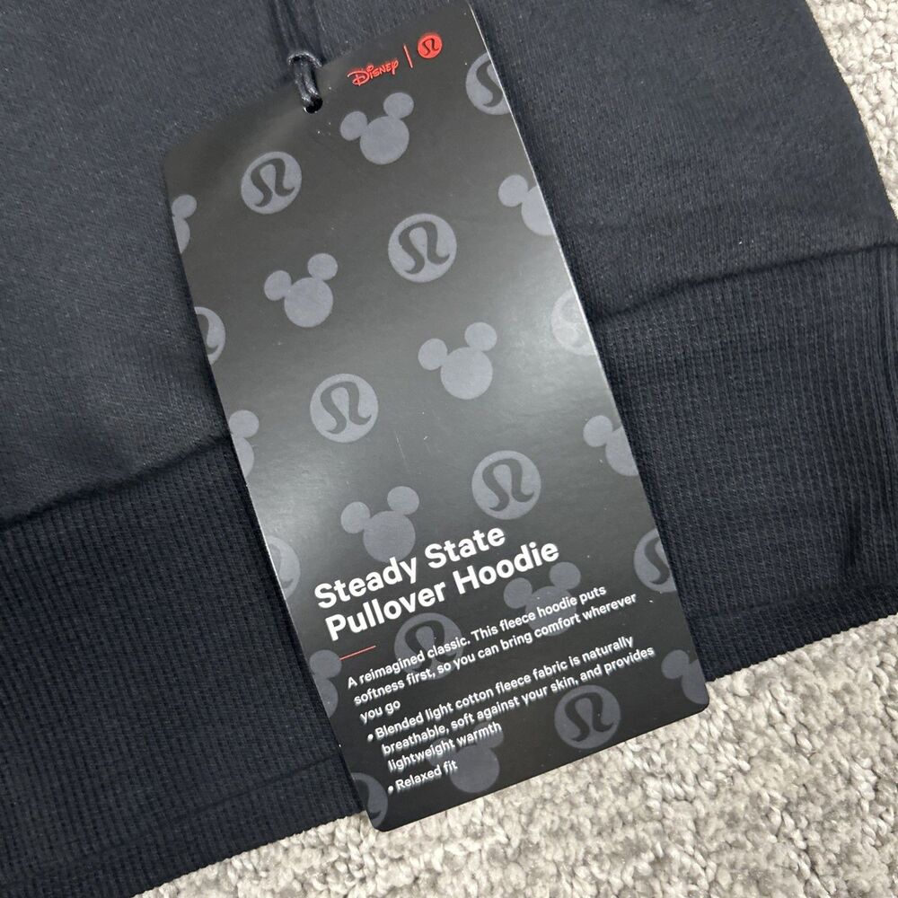 Disney Lululemon Mickey Steady State Hoodie Mens XL Sweatshirt Black Womens New - Picture 3 of 8